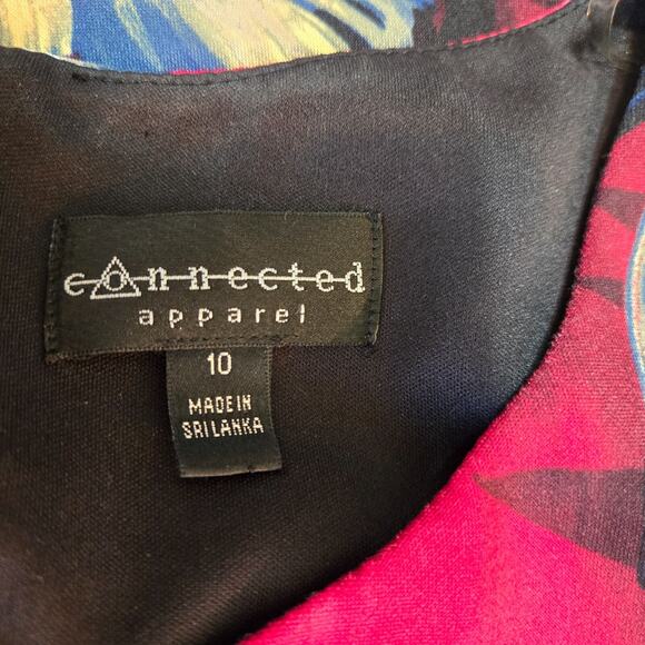 Connected Apparel Womens Black Multicolor Floral Print Midi Drs Sleeveless Sz 10 - Picture 5 of 6